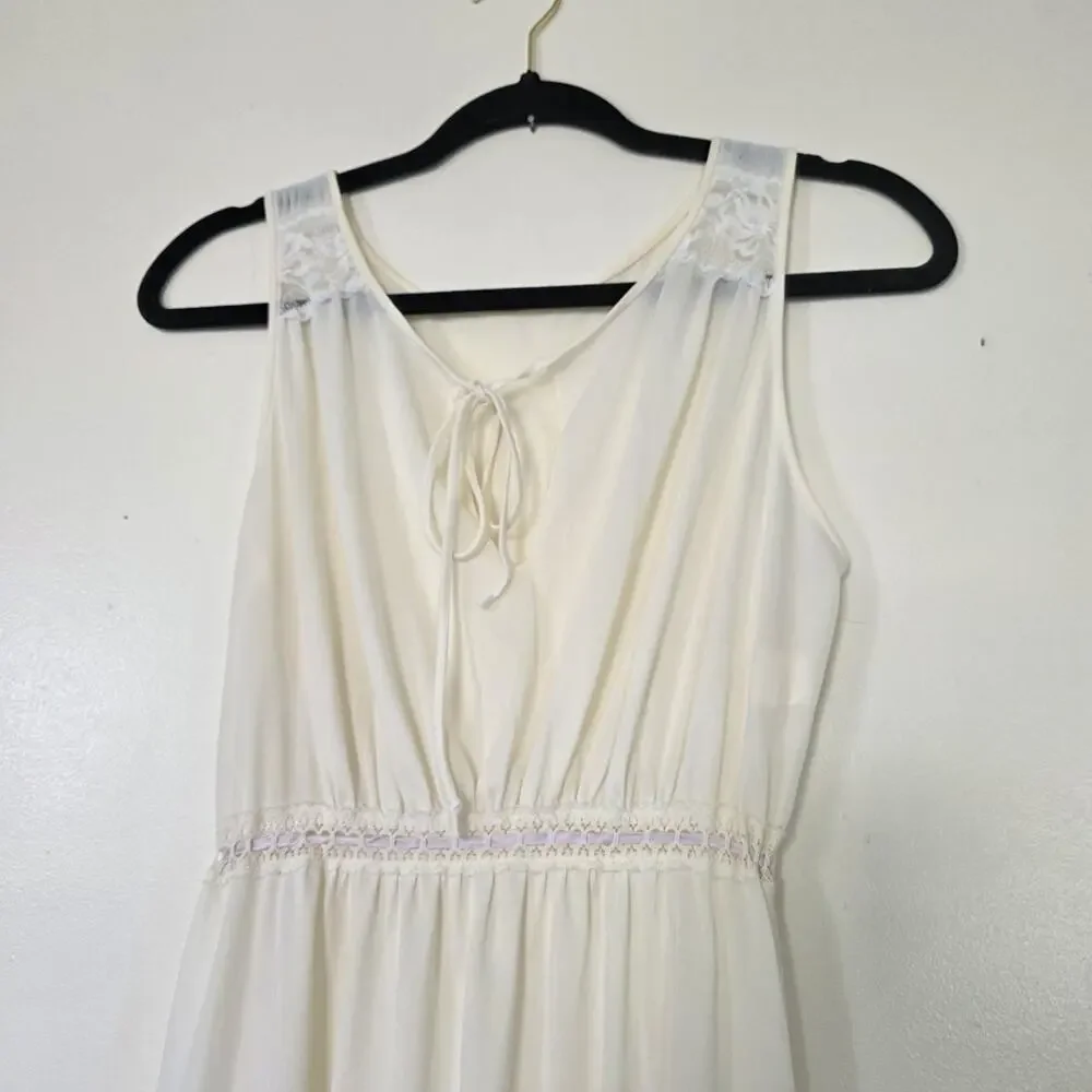 Vintage Maxi Slip Dress Womens M White Lingerie Wedding Cottagecore 80s Romantic